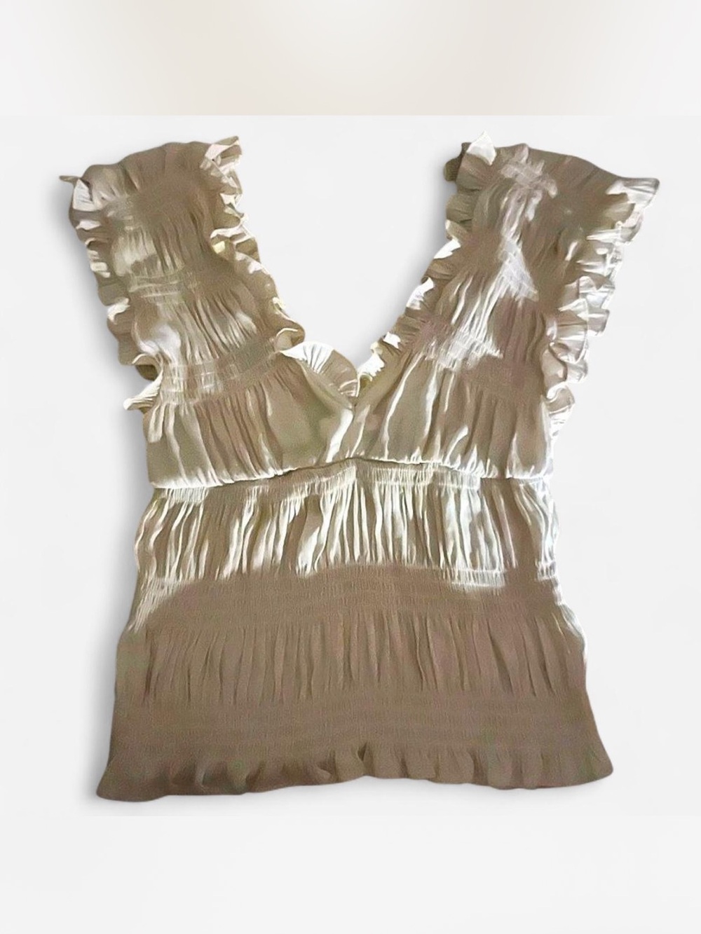 Mustard Seed Cream Ruffle V-Neck Camisole
